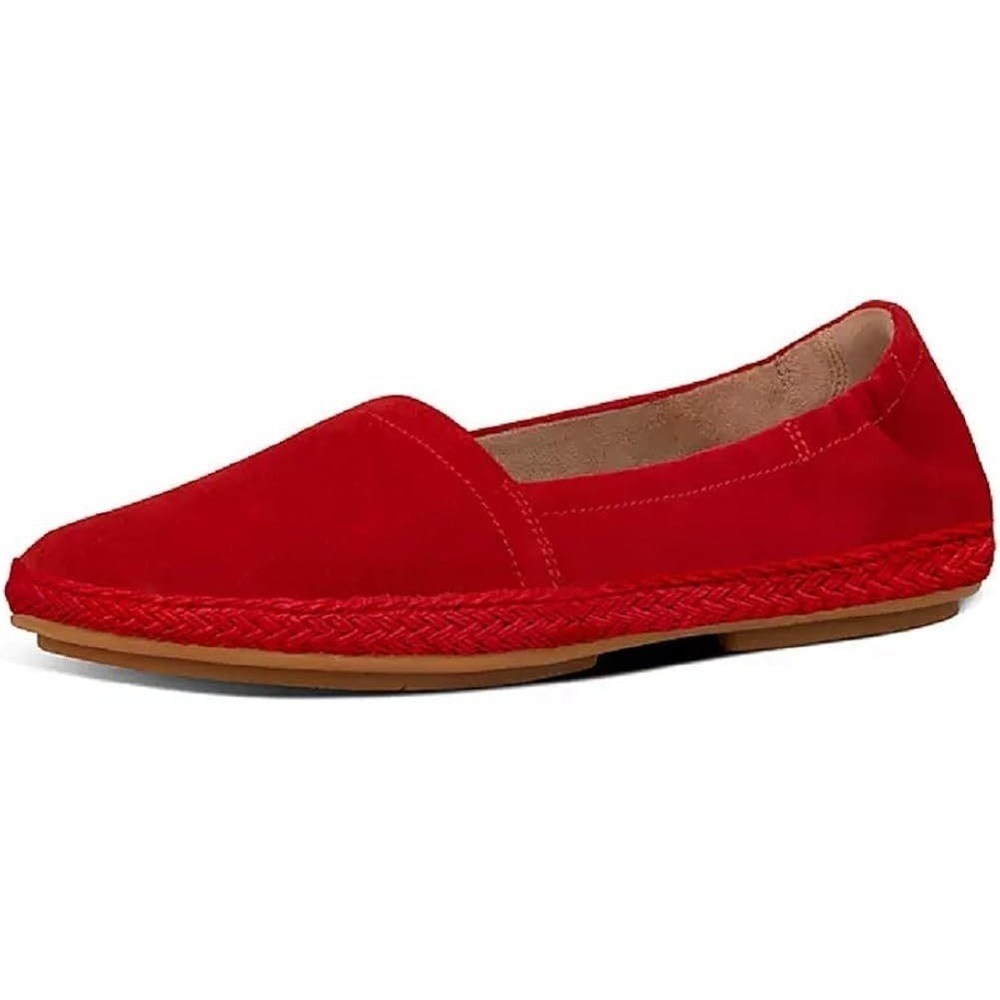 FitFlop Sz 9‎ Flats Siren Red Suede Ballerina Espadrilles Shoes Arch Support